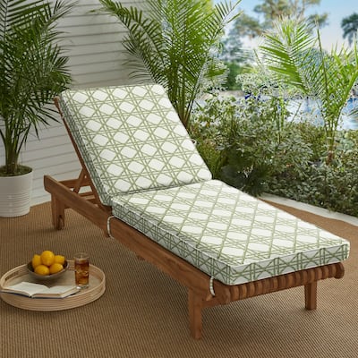 Sorra Home Sunbrella Bamboo Graphic Indoor/Outdoor Chaise Lounge Cushion