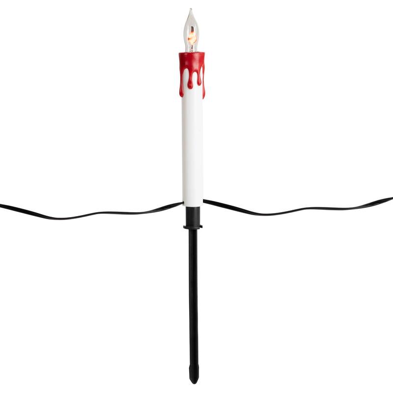 Lighted Flickering Candle Halloween Pathway Marker Lights - 4' Black Wire - 5ct