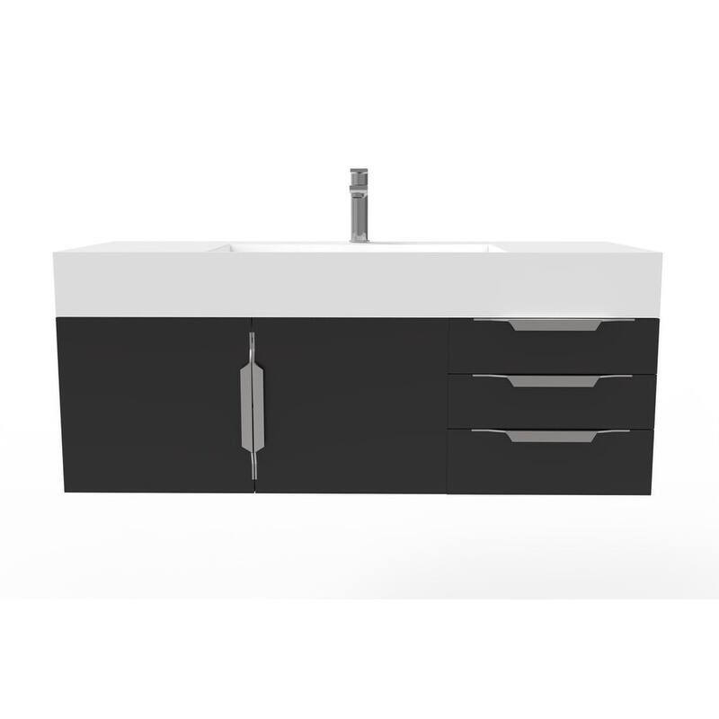 Amazon 48" Wall Mounted Bathroom Vanity Set with White Solid Surface Top