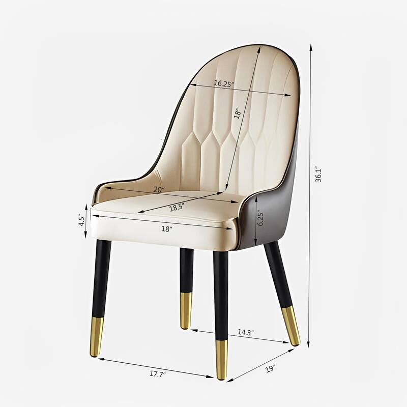 Dining Chair with Metal Legs (Set Of 2) - Brown+White