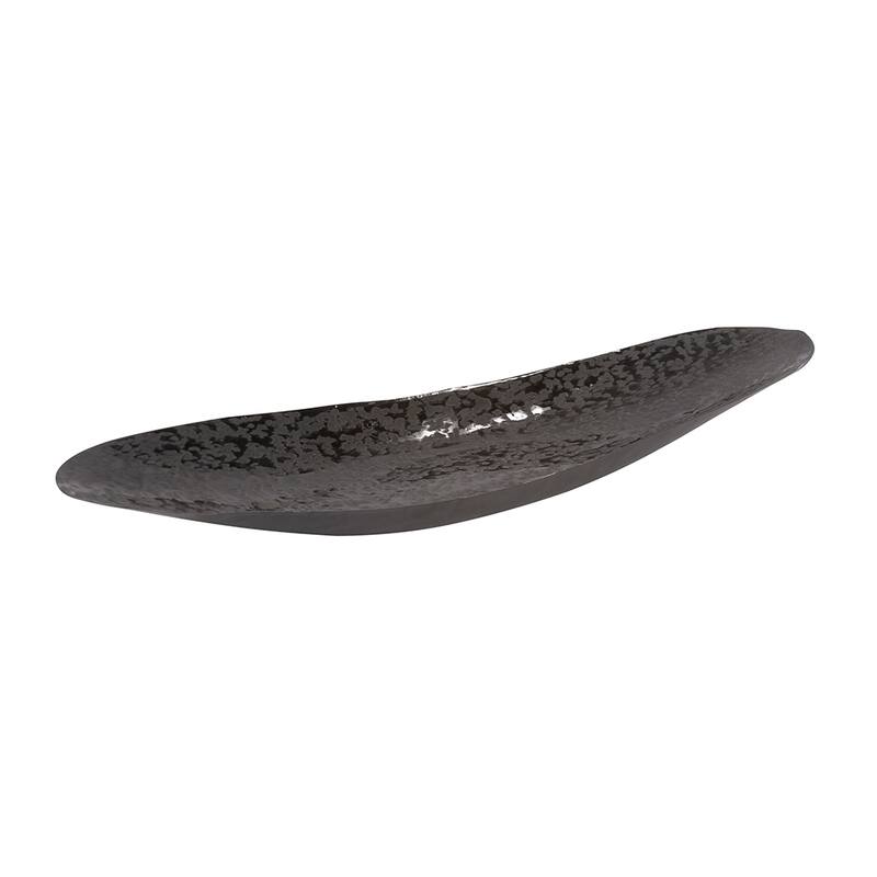 Allan Andrews Chiseled Texture Black Iron Elongated Tray, Small - 2H x 20W x 5D
