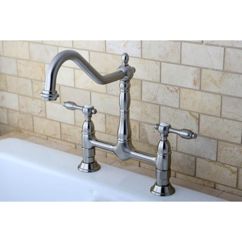 Kingston Brass Tudor Brass Double Handle Kitchen Faucet