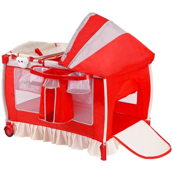 costway foldable baby crib