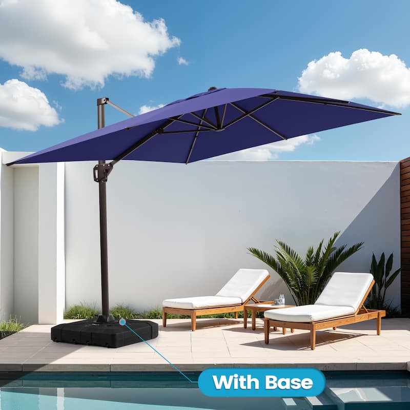 11 x 9 FT Outdoor Patio Offset Cantilever Umbrella with Base