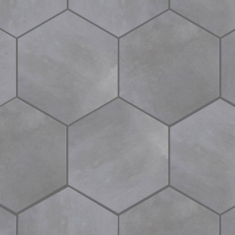 Merola Tile Industrial Hex Silver 8-1/2" x 9-7/8" Porcelain Floor and Wall Tile