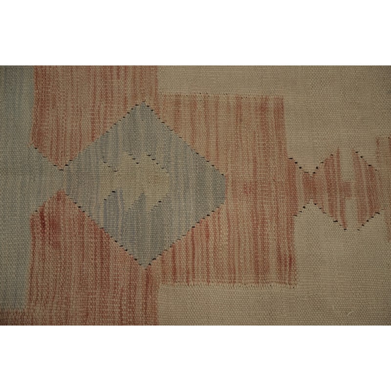 Hand Woven Oriental 100% Wool Carpet Southwestern Tribal Beige & Ivories Kilim Area Rug - 11' 9'' X 9' 0''