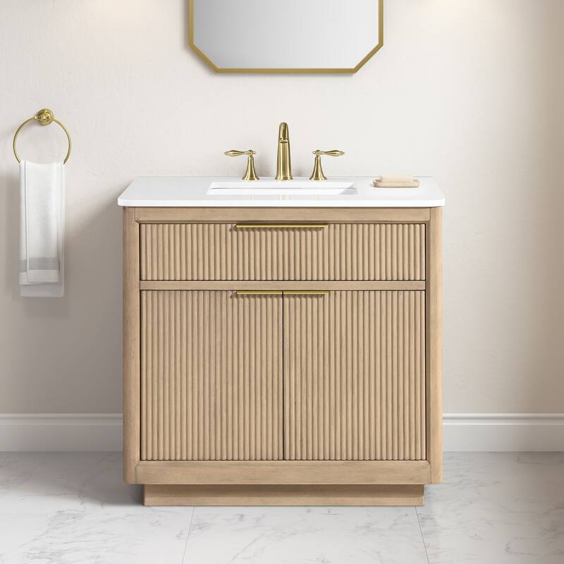 OVE Xander Bathroom Vanity with White Engineered Stone Top