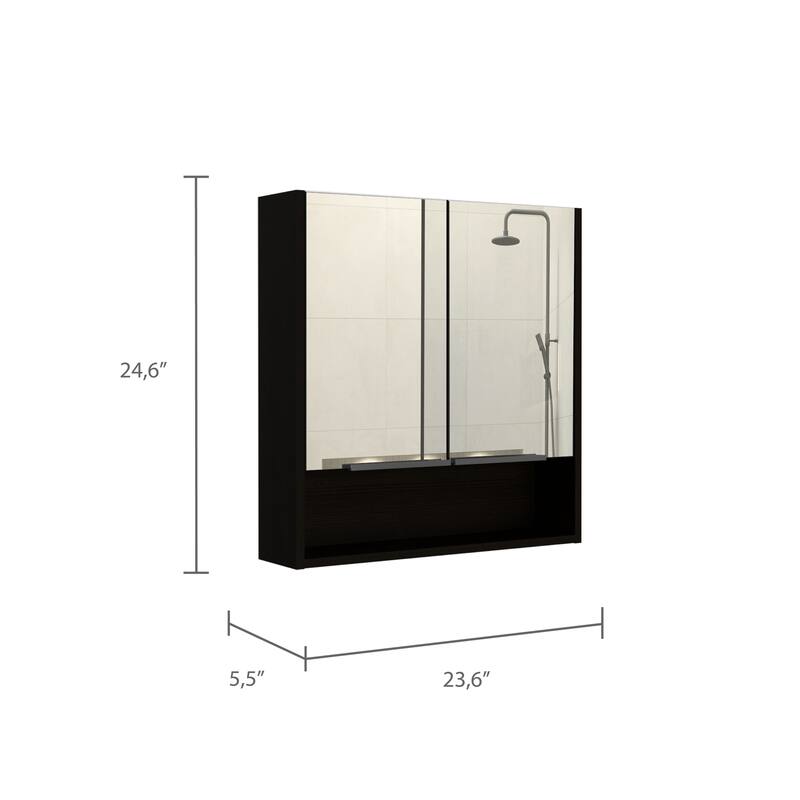 Rectangle Medicine Cabinet with Mirror, Two Doors, 4 Interior Shelves, White Finish, Perfect for Bathroom Storage