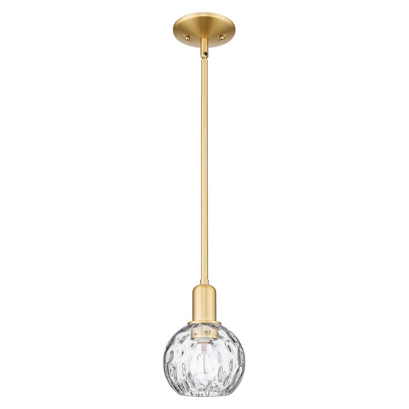 Innovations Lighting Endless Possibilities Arcadia - Athens Water Glass - 1 Light 6" Stem Hung Mini Pendant - Clear Water Glass/Satin Gold