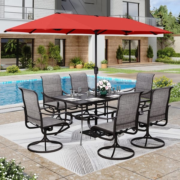 MAISON ARTS PCS Patio Dining Set with 13ft Patio Umbrella On
