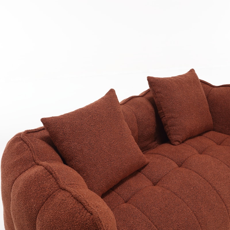 66" Chenille Square Beanbag Chair with High-Resilience Foam Core, Armrests and Handle