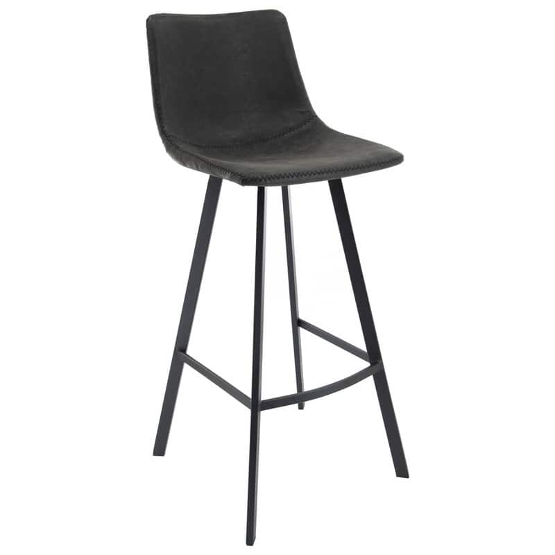 Elland Modern Upholstered Leather Bar Stool with Stainless Steel Legs, Curve Padded Seat, Built-in Footrest, and Plastic Glides