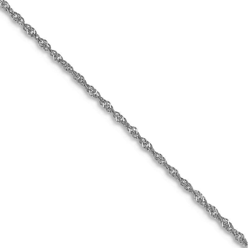 Curata 10k White Gold 1mm Singapore Chain Necklace (Spring-ring)