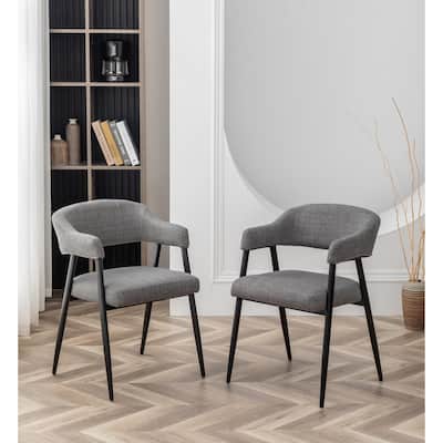 Porthos Home Vela Fabric Dining Chairs with Steel Legs, Set of 2