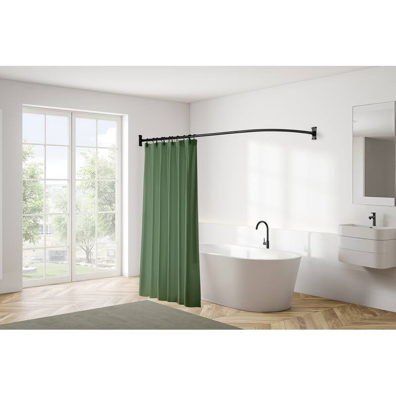 Utopia Alley Rustproof Wall Mounted Aluminum L-Shaped Corner Shower Curtain Rod,68 inch Size by 28 inch