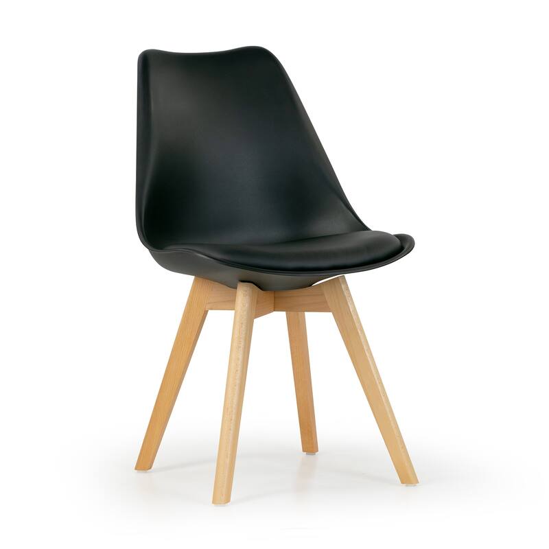 Set of 4 Balint Black Cushioned Plastic Dining Chairs