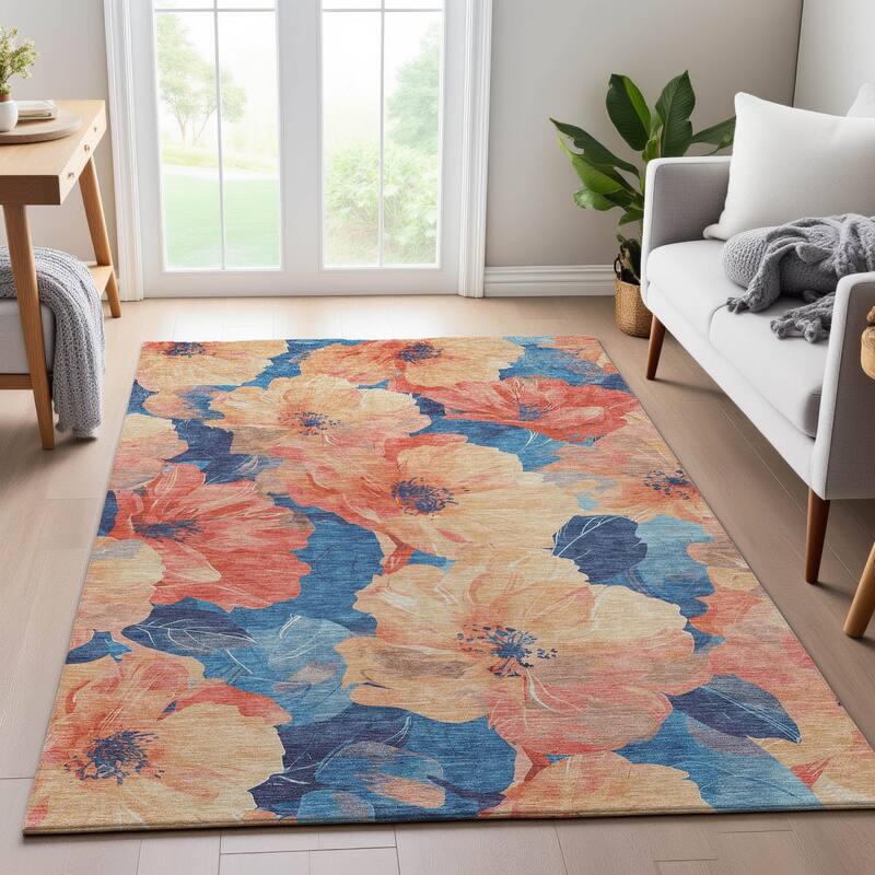 Premium Washable Super Soft Contemporary Floral Mayfield Rug