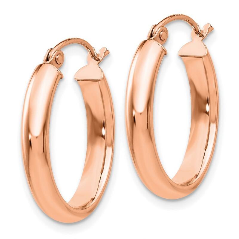 Curata 14k Rose Gold Solid Polished 22x3.75mm Oval Tube Hoop Earrings