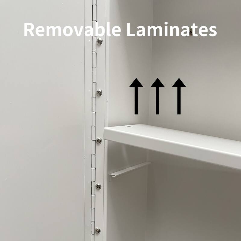 Wall-Mounted or Recessed Bathroom Medicine Cabinet with Mirror, White Iron Powder Material, Removable Shelves - 4.9X16 in
