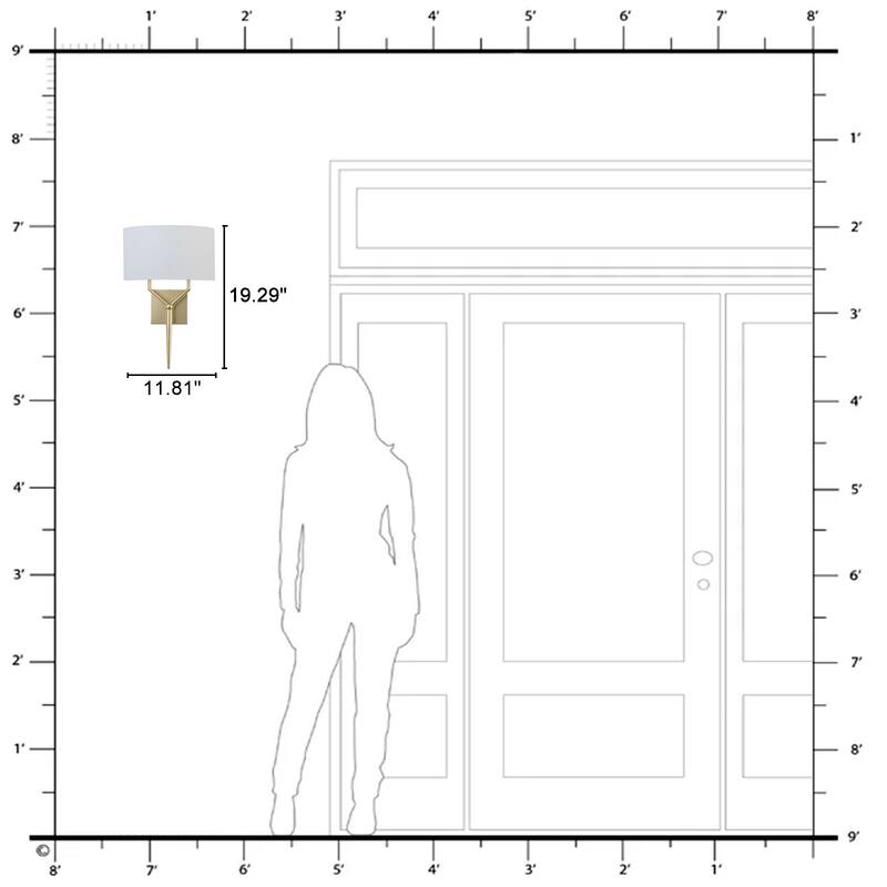 2-Light Y-Shaped Metal Frame Wall Sconce Half-Round Open Fabric Shade