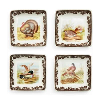 Spode Woodland Set of 4 Square Dishes - 3x3