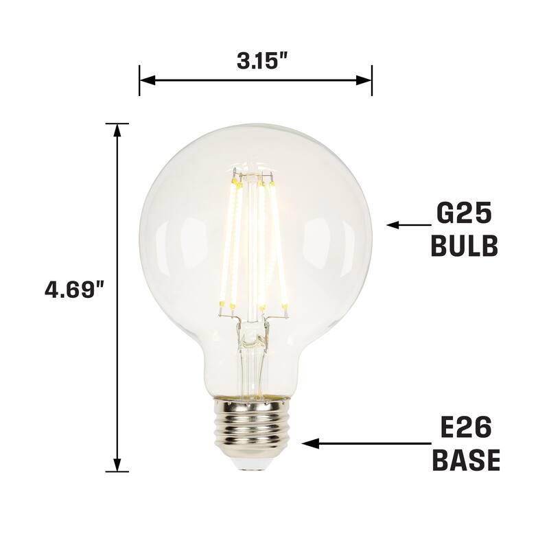 Westinghouse Lighting 5.5-Watt (40-Watt Equivalent) Clear G25 Dimmable Filament LED Light Bulb, Medium Base