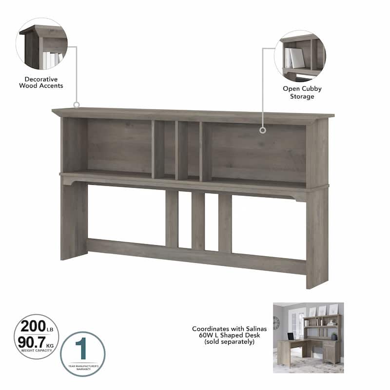 Bush Furniture Salinas 60W L Shaped Desk with Storage Hutch