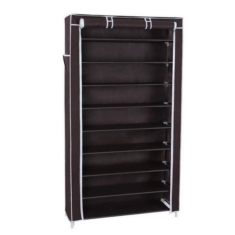 10 Tiers Storage Closet Organizer Shoe Rack w/Cover 4 Colors