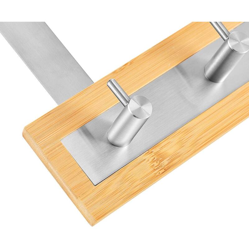 Bamboo Stainless Steel Over-the-Door Towel Hooks Stylish and Functional Bathroom Organization Solution for Towels - 3 Hooks