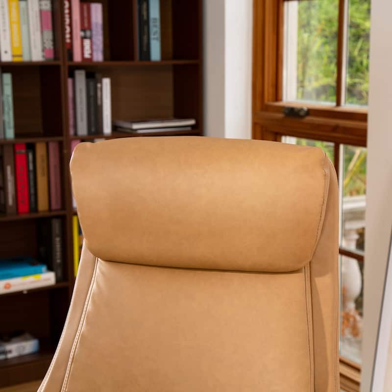 Glitzhome 48-inch Mid-century Adjustable Swivel Faux Leather Office Chair