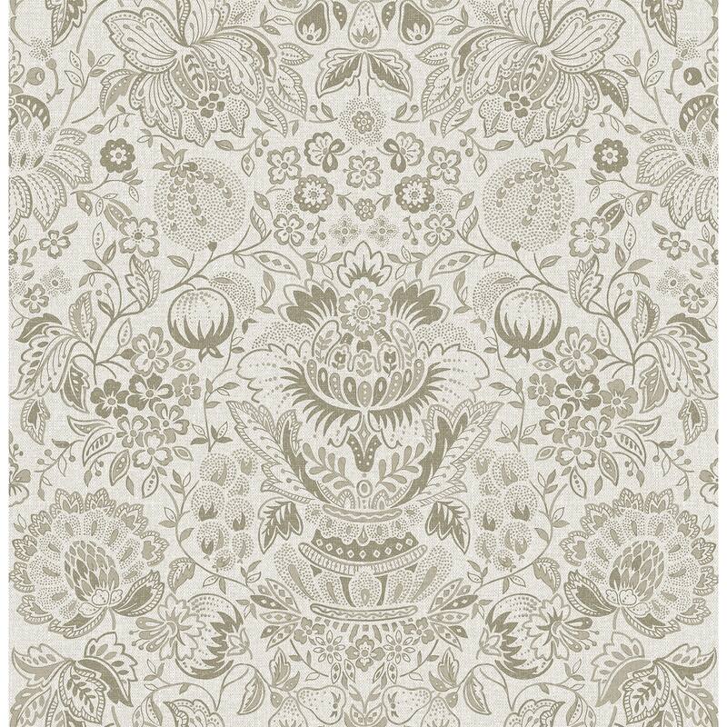 A-Street Prints Blanche Neutral Floral Damask Wallpaper