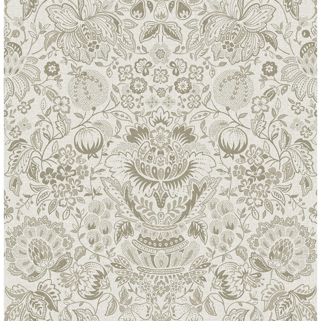A-Street Prints Blanche Neutral Floral Damask Wallpaper