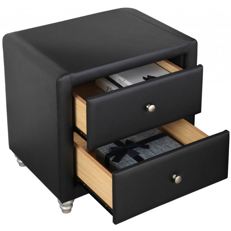 Wood 20-Inch Rectangular Nightstand with Metal Accents