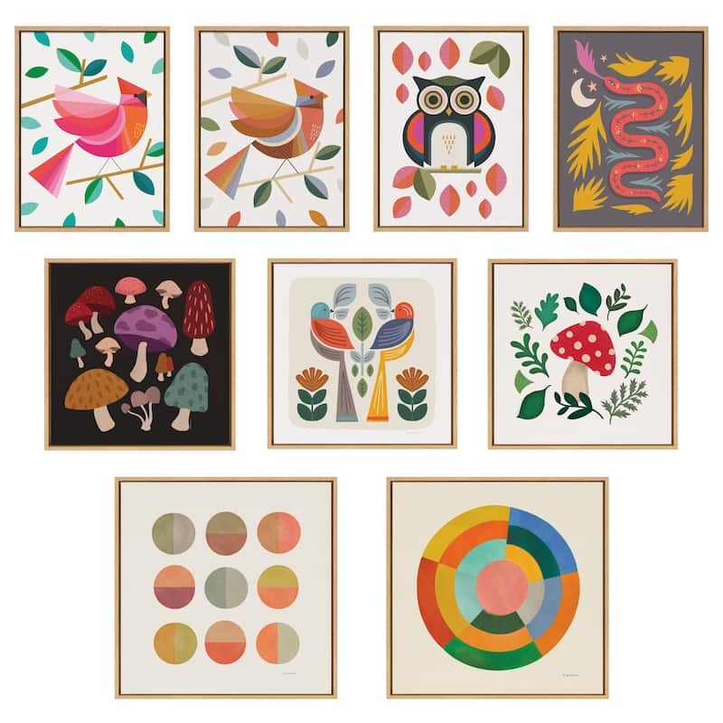 Kate and Laurel Sylvie Sunset Circles Framed Canvas by Carey Copeland