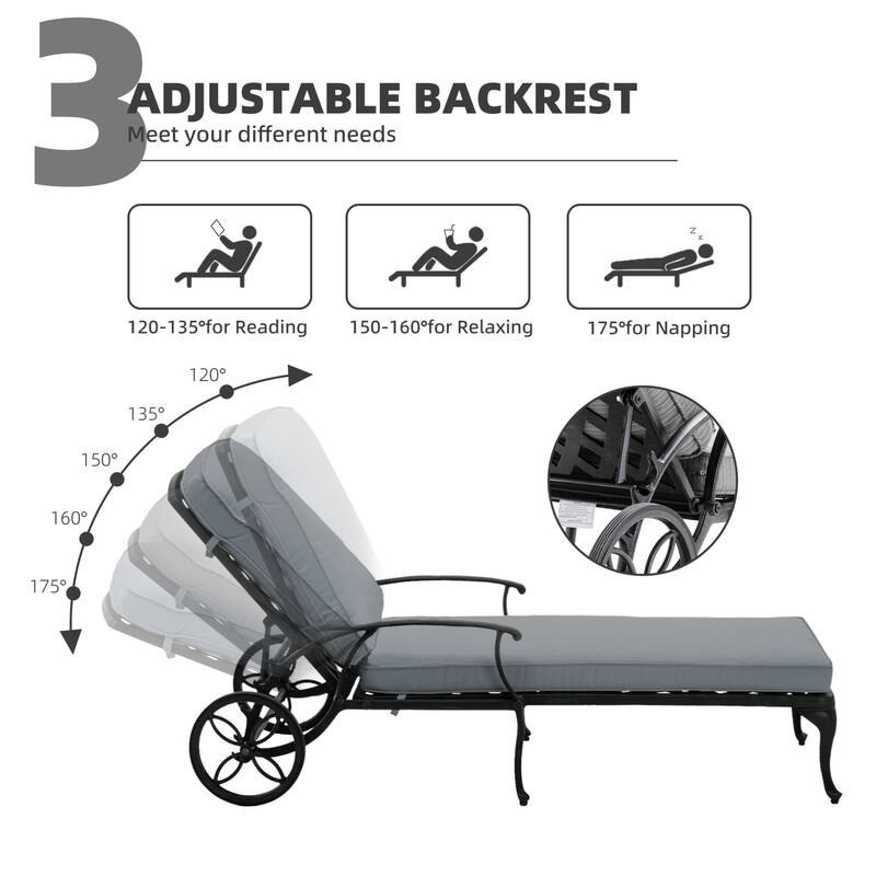 Aluminum Reclining Outdoor Chaise Lounge