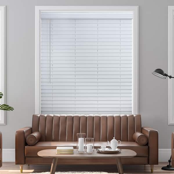slide 2 of 5, 2" Cordless Faux Wood Blind - Smooth White