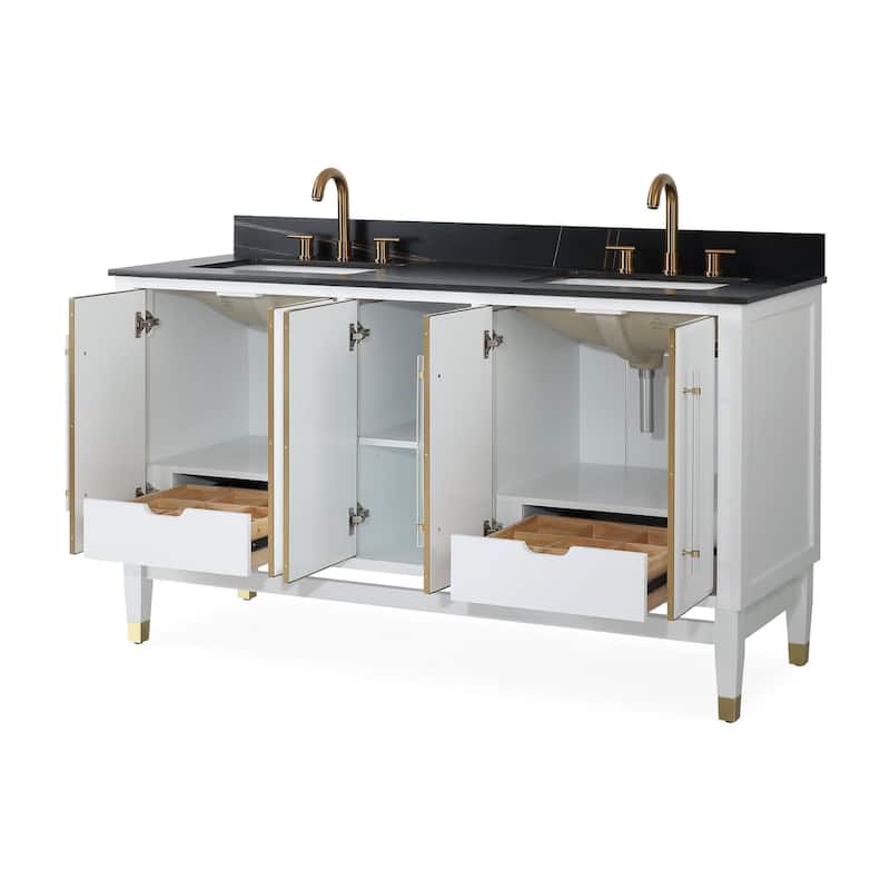 60" Tenant Brand Bertone Double Bathroom Sink Vanity