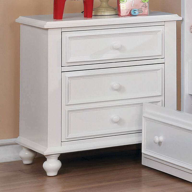 Wooden Nightstand with 2 Drawers, White