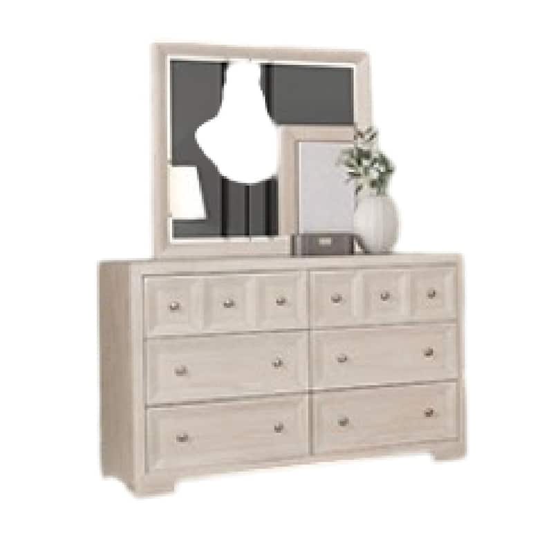 Kizie 4pc Queen Bedroom Set, Mirror, XL Nightstand, Tawny Brown, Gray