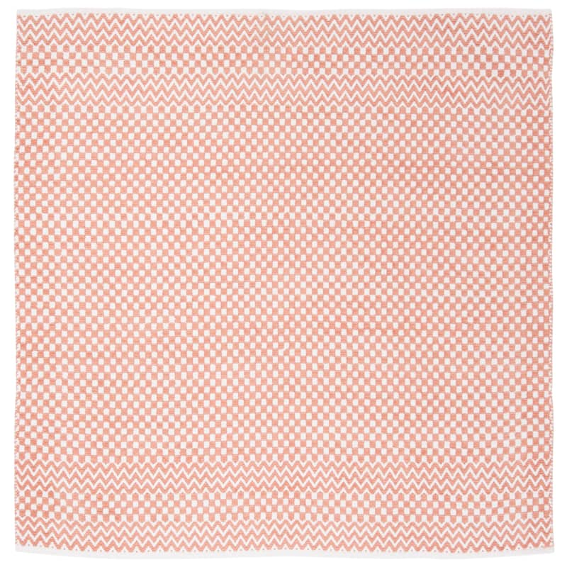 SAFAVIEH Handmade Boston Isotta Coastal Cotton Rug - 6' Square - Orange