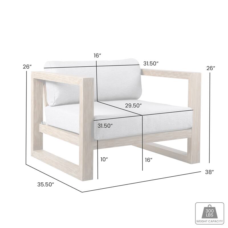 Paradise Solid Eucalyptus Wood Outdoor Patio Club Chair with Gray Cushions