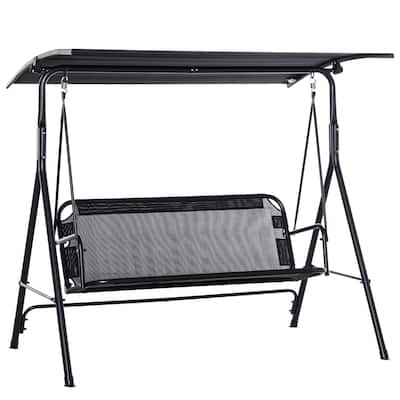Steel 2-Seat Patio Swing with Canopy & Mesh