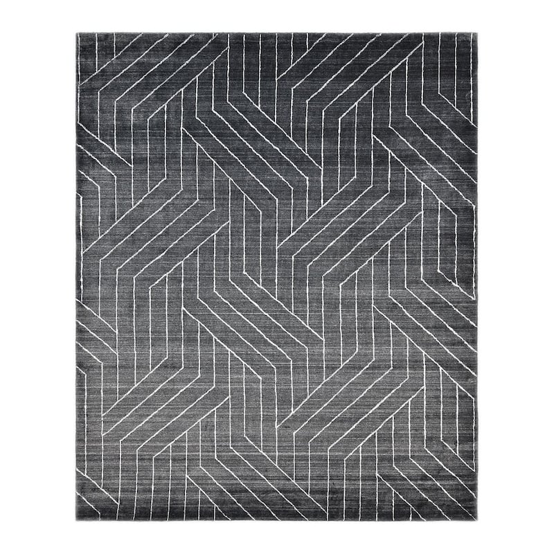 Overton Handmade Modern Contemporary Geometric Area Rug - 9' x 12' - Charcoal