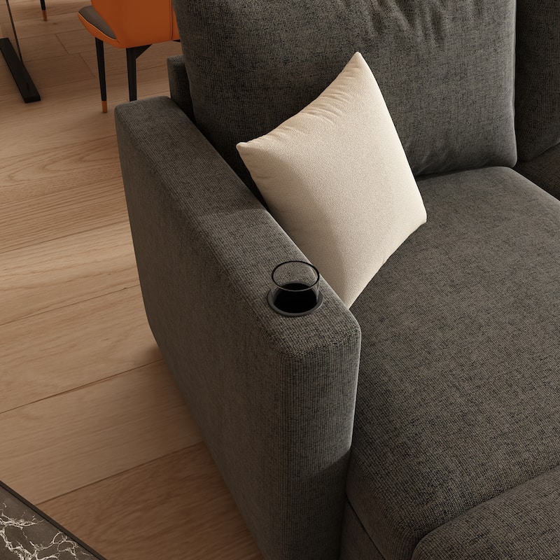 123.6" Chenille U-Shaped Sectional Sofa, 6-Seater