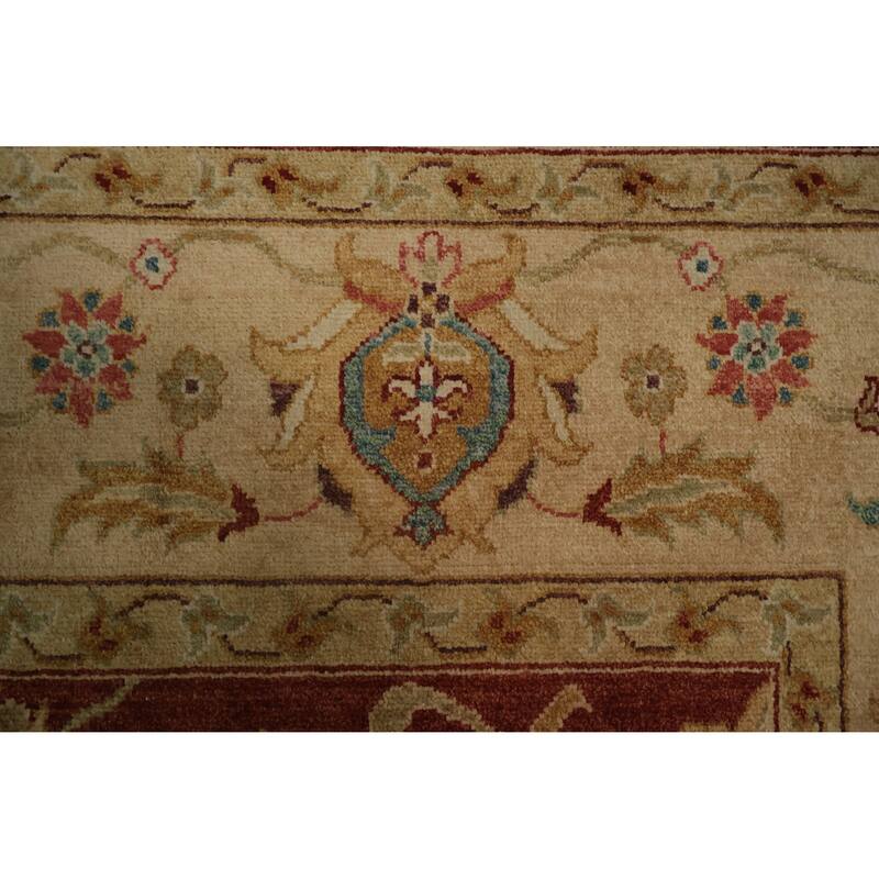 Hand Knotted Oriental 100% Wool Carpet Traditional All-Over Oranges & Rust Peshawar Area Rug - 9' 7'' X 7' 7''