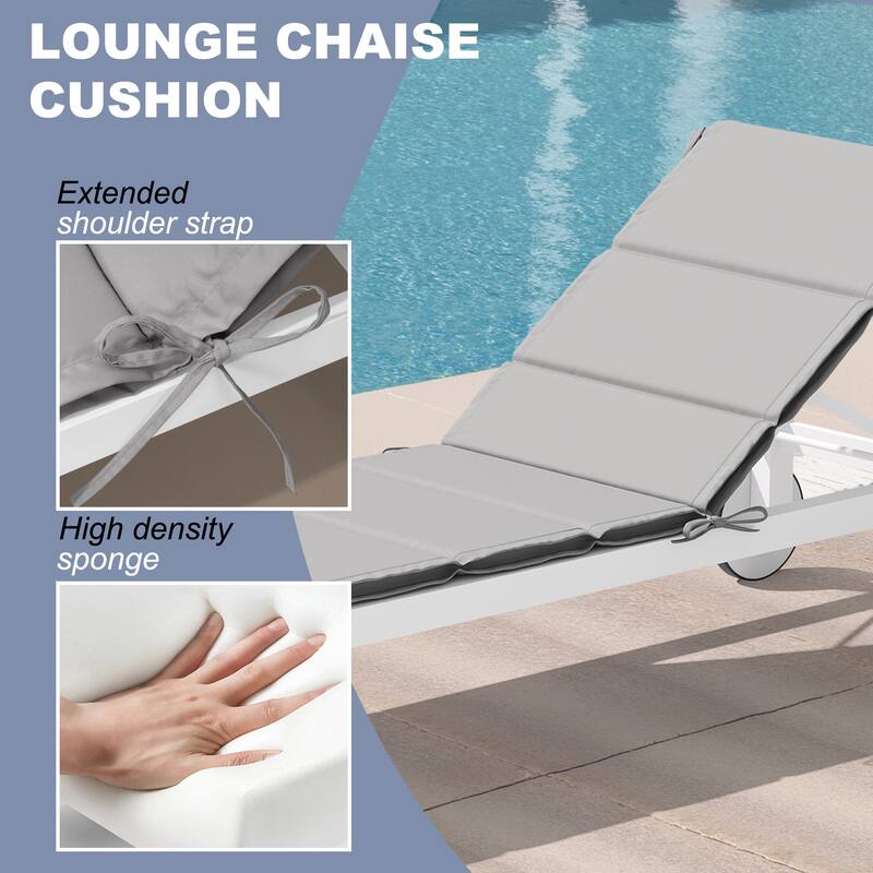 VredHom Outdoor Patio Chaise Lounge Rollable Cushion Lounger Pad