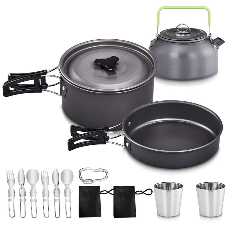 Camping Cookware Set Outdoor Cooking Kit Double Cookware - 10 Pcs