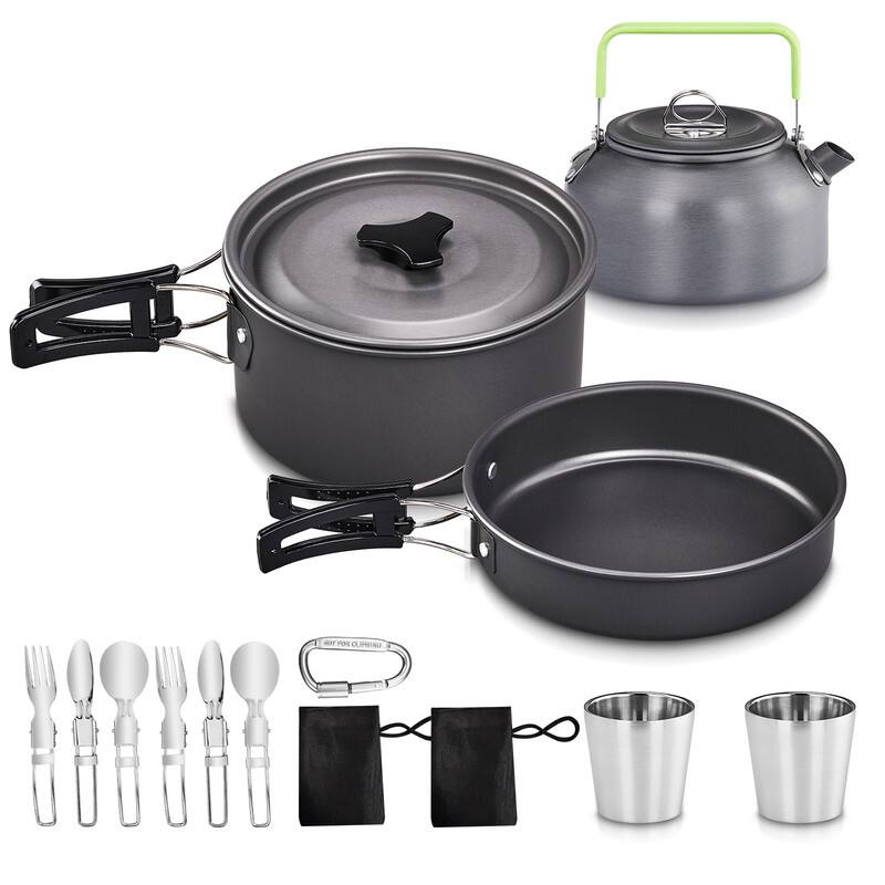 Camping Cookware Set Outdoor Cooking Kit Double Cookware - 10 Pcs - 10 Pcs