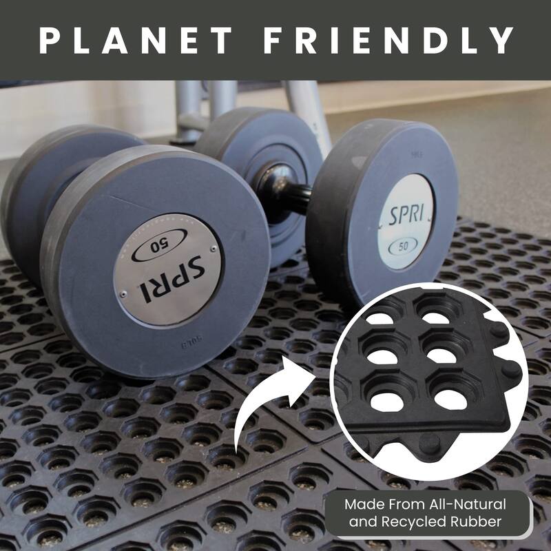 Interlocking Anti Fatigue Rubber Floor Mat, 4 pack, 36 In. x 36 In