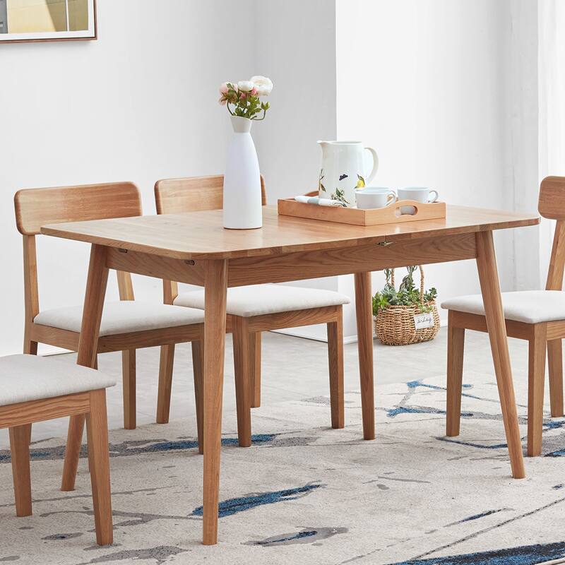 Natural solid oak round corner table